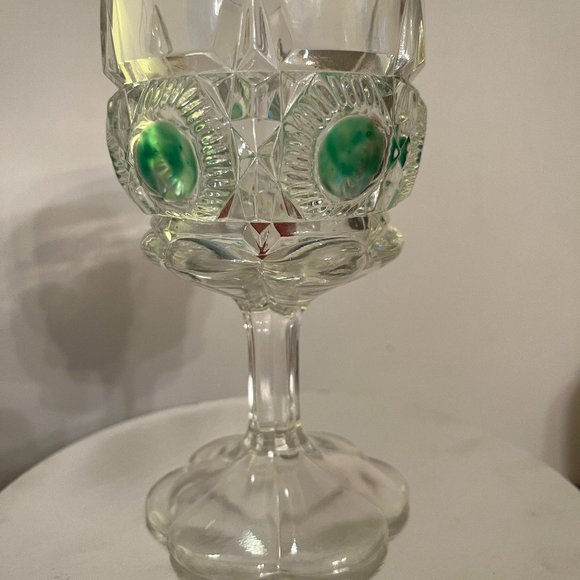 Old Glass Goblets with Thumb Print Design - Picture 2 of 5